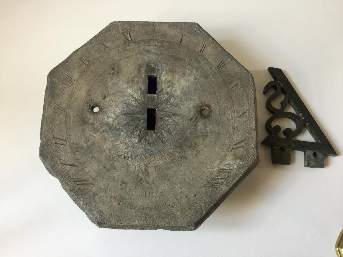 Irish Sundial Dated 1842 Lead And Bronze-photo-4